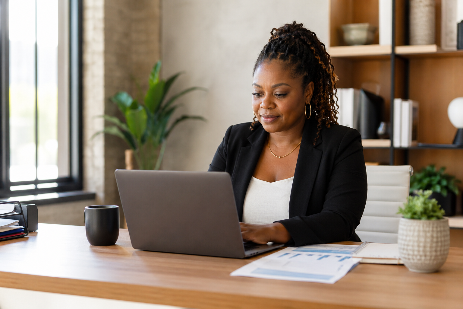Bright and airy office workspace